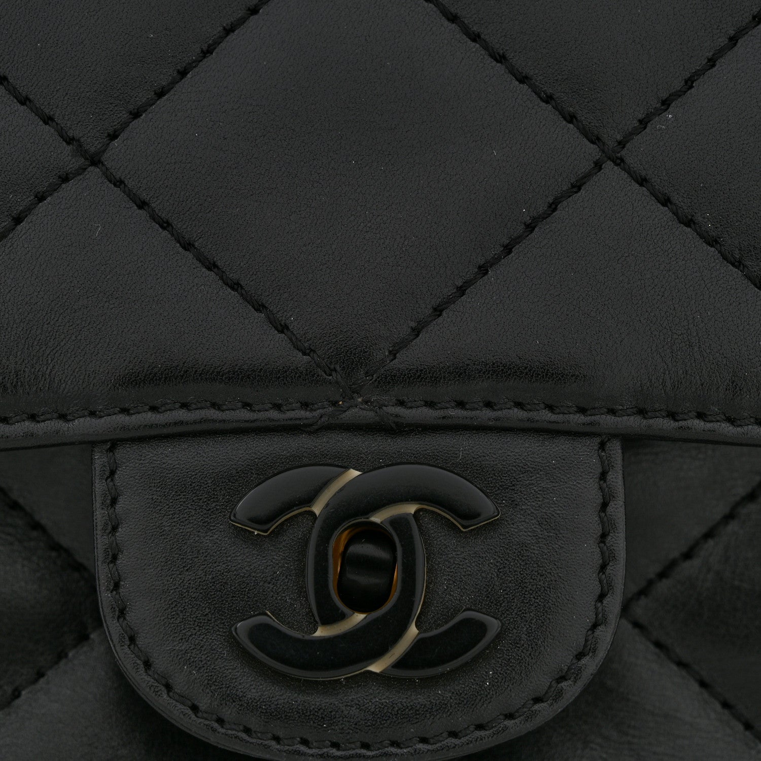 Chanel Lambskin Bekko Resin Medium Single Flap Black 13 of 14