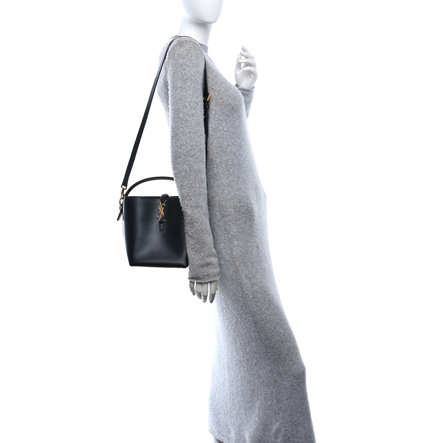Saint Laurent Shiny Calfskin Le 37 Mini Bucket Bag Black 2 of 9