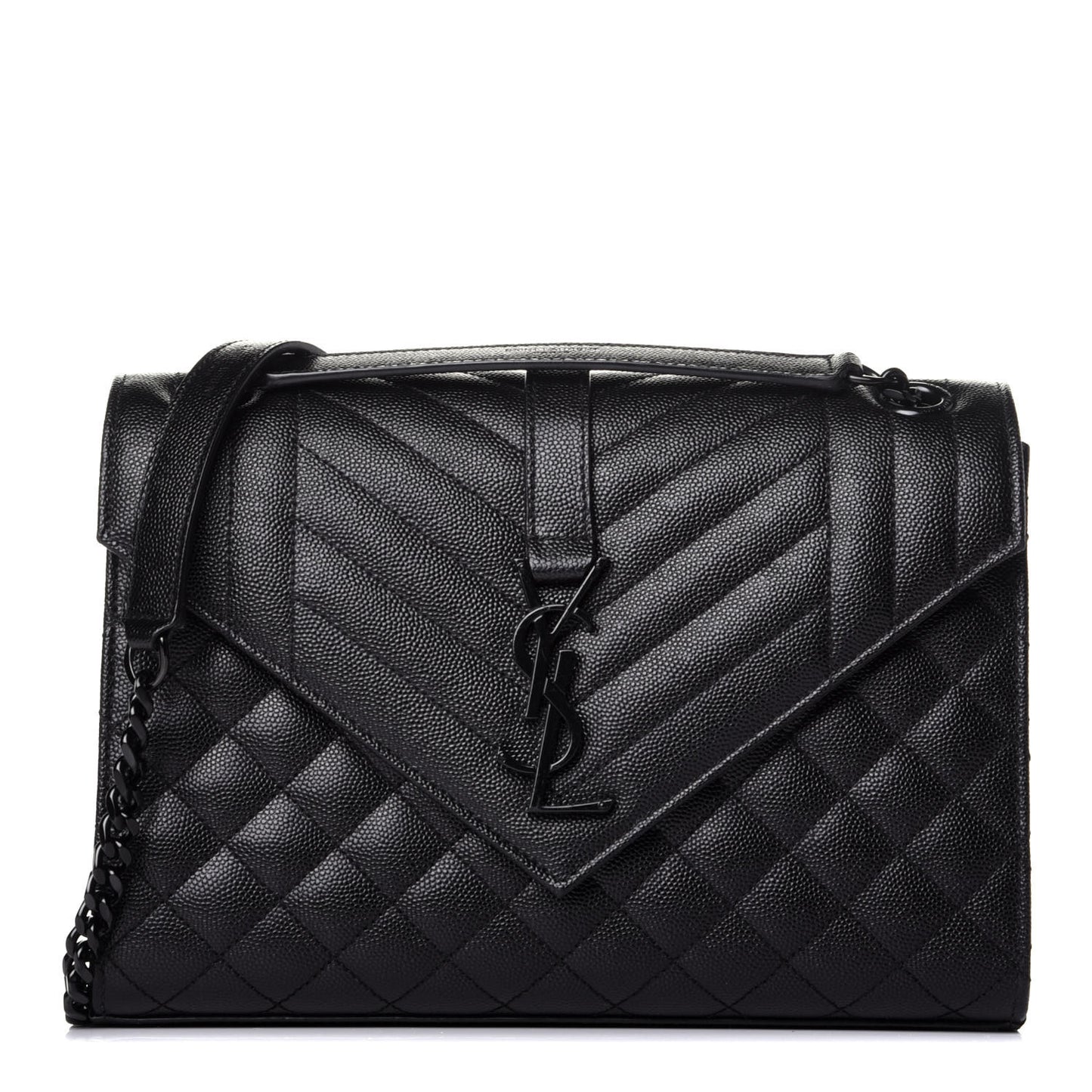 Grain De Poudre Textured Mixed Matelasse Triquilt Medium Monogram Satchel Black