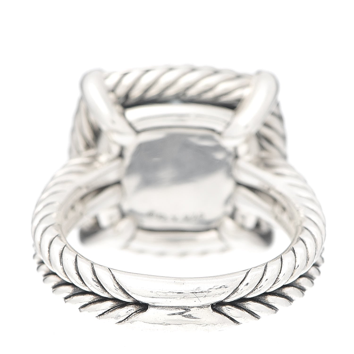 David Yurman Sterling Silver Diamond Hampton Blue Topaz 14mm Chatelaine Ring 54 7 3 of 4