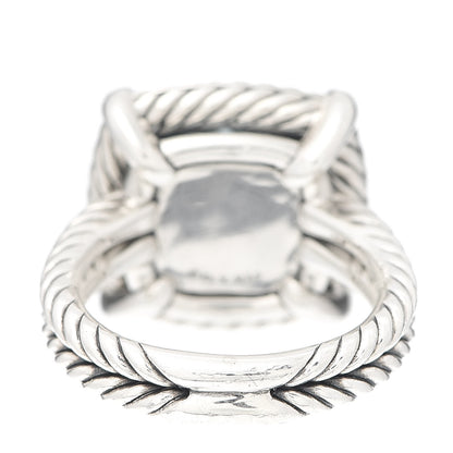 David Yurman Sterling Silver Diamond Hampton Blue Topaz 14mm Chatelaine Pave Bezel Ring 51 5.75 3 of 4