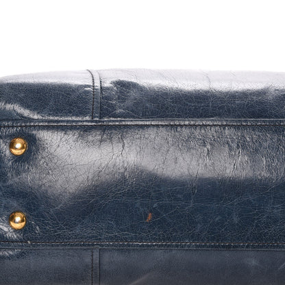 Prada Vitello Shine Shopping Satchel Denim 11 of 13