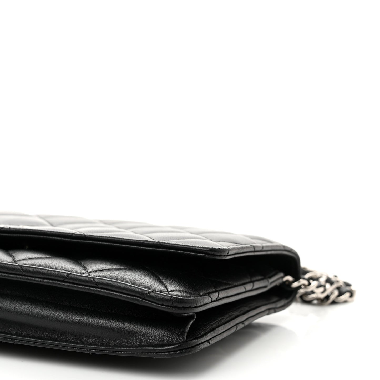 Lambskin Quilted Wallet On Chain WOC Black