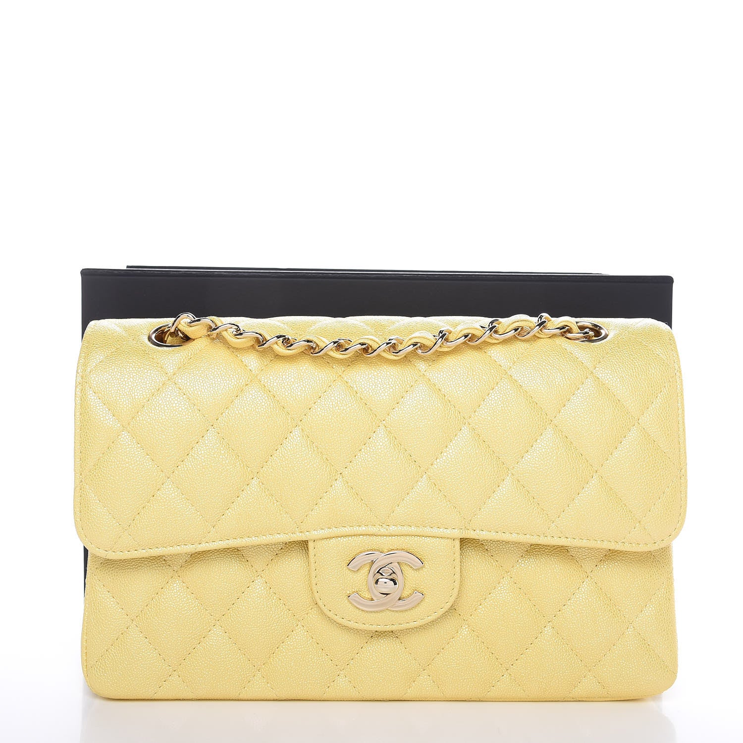 Chanel Iridescent Caviar Quilted Small Double Flap Yellow 10 of 10