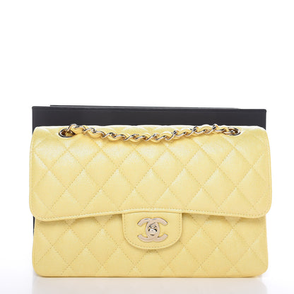 Chanel Iridescent Caviar Quilted Small Double Flap Yellow 10 of 10
