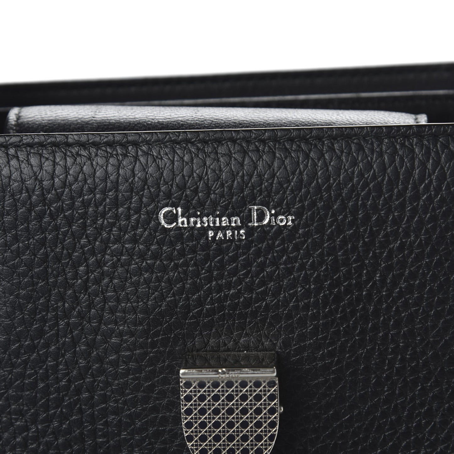 Grained Calfskin Large Diorever Flap Black