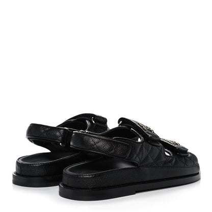 Chanel Grained Calfskin Velcro Dad Sandals 36.5 Black 4 of 9