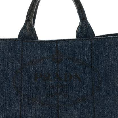 Prada Denim Canapa Small Logo Tote Avio 7 of 18