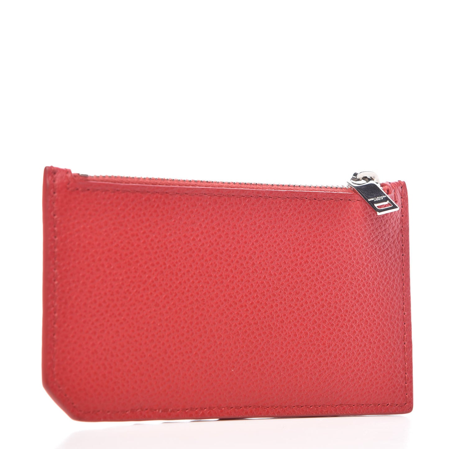 Grained Calfskin 5 Fragments Zip Pouch Card Holder New Red