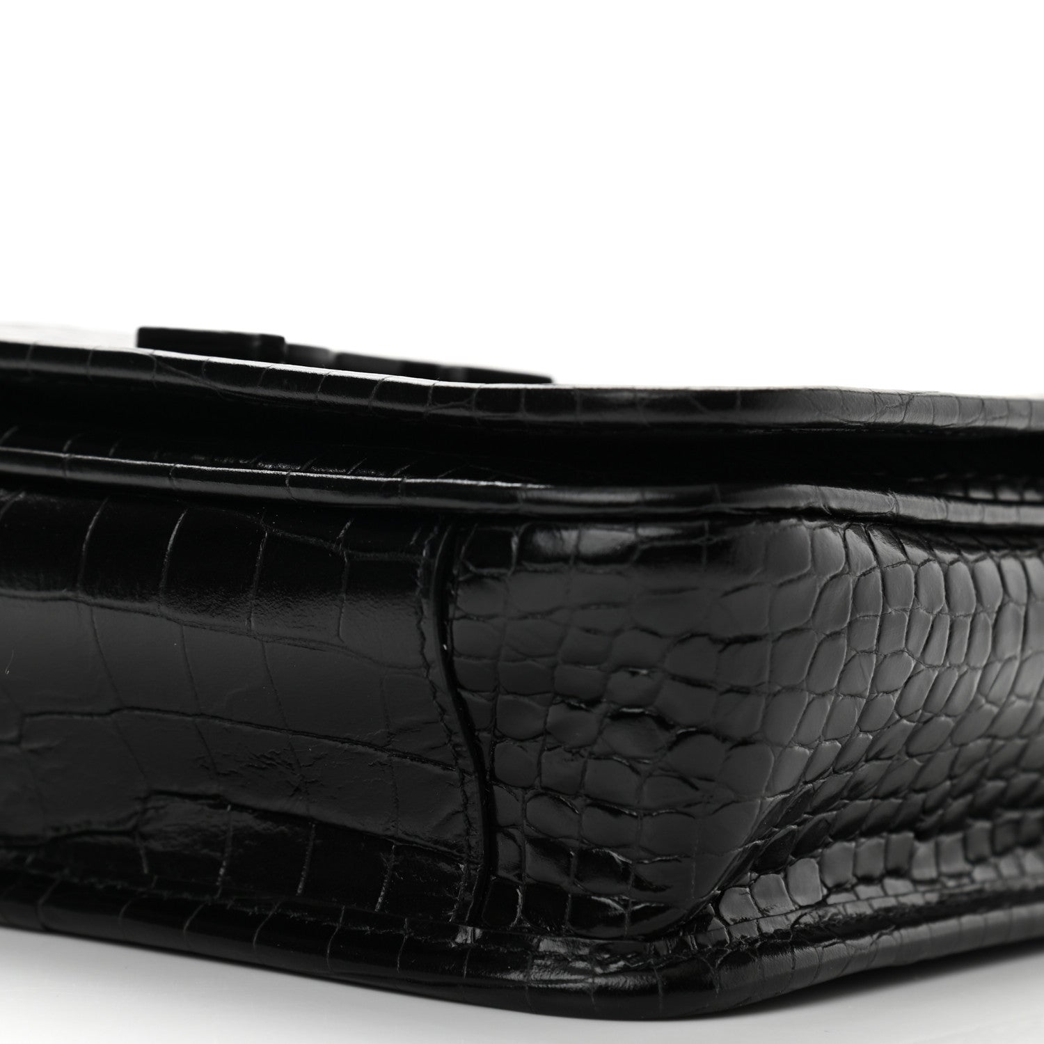 Saint Laurent Crocodile Embossed Lambskin Matelasse Monogram Niki Chain Wallet Black 10 of 11