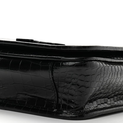 Saint Laurent Crocodile Embossed Lambskin Matelasse Monogram Niki Chain Wallet Black 10 of 11
