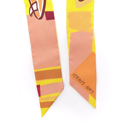 Hermes Silk Sea Surf and Fun Twilly Jaune Vif Abricot Soleil 6 of 6