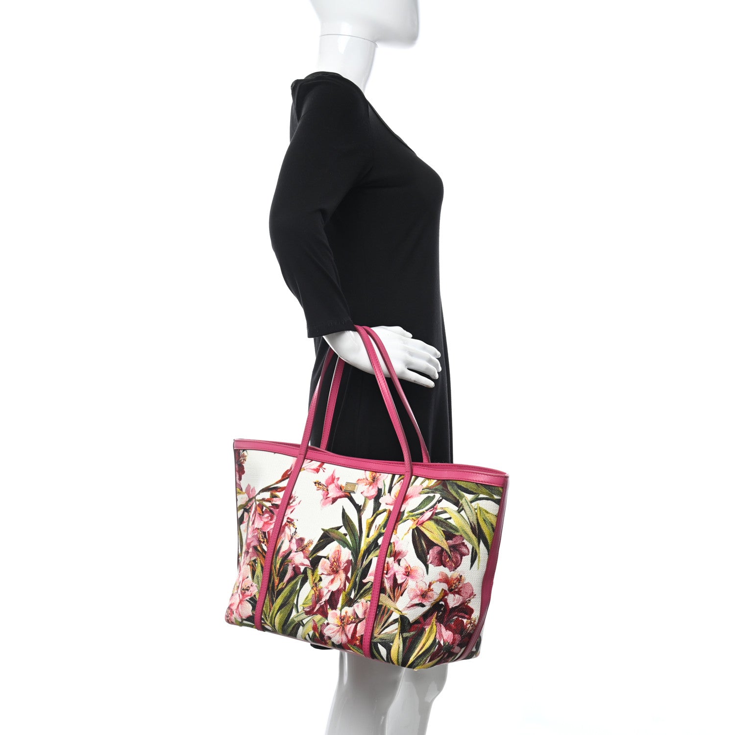 Dolce & Gabbana Canvas Floral Printed Escape Tote Pink 2 of 15