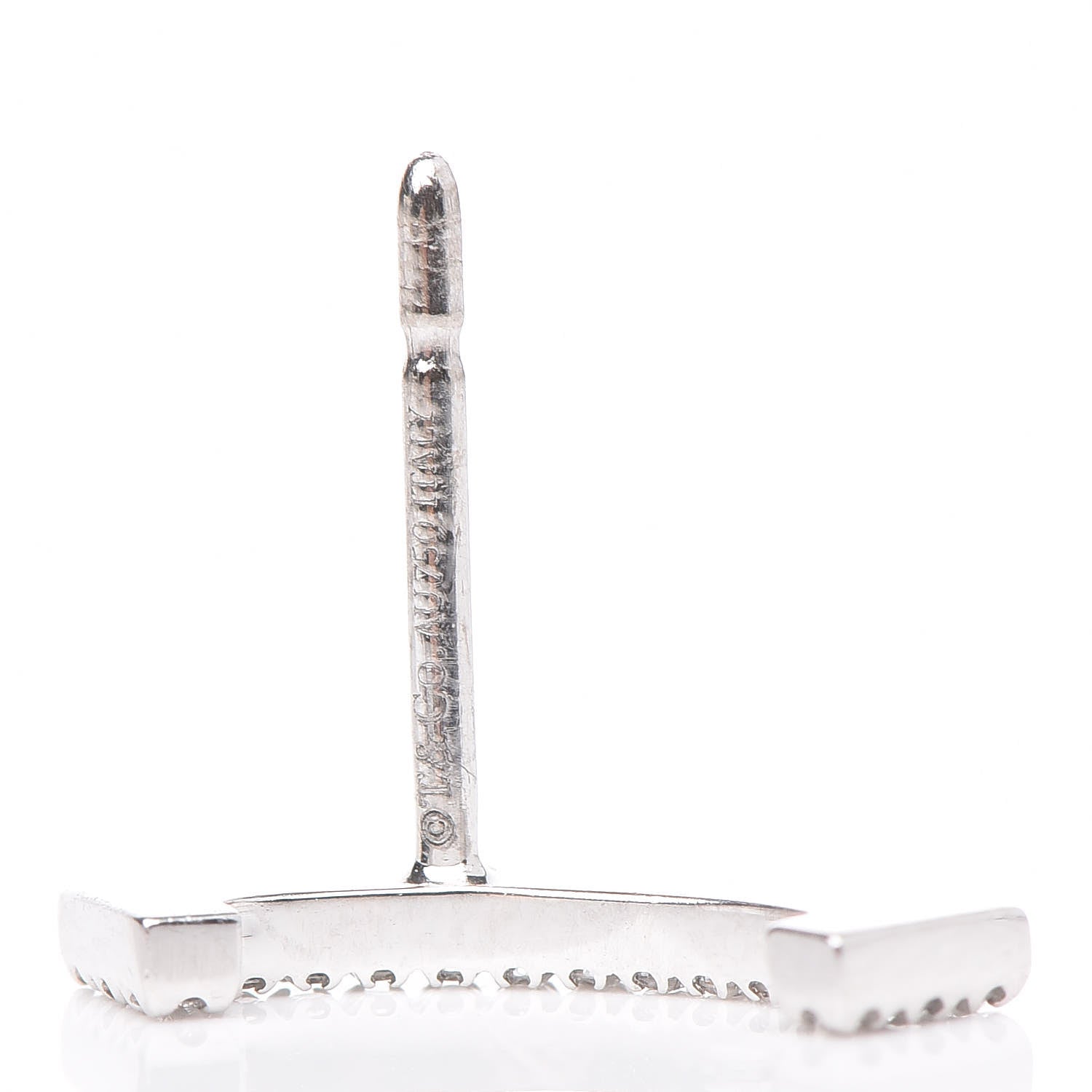 Tiffany 18K White Gold Diamond T Smile Earrings 4 of 5