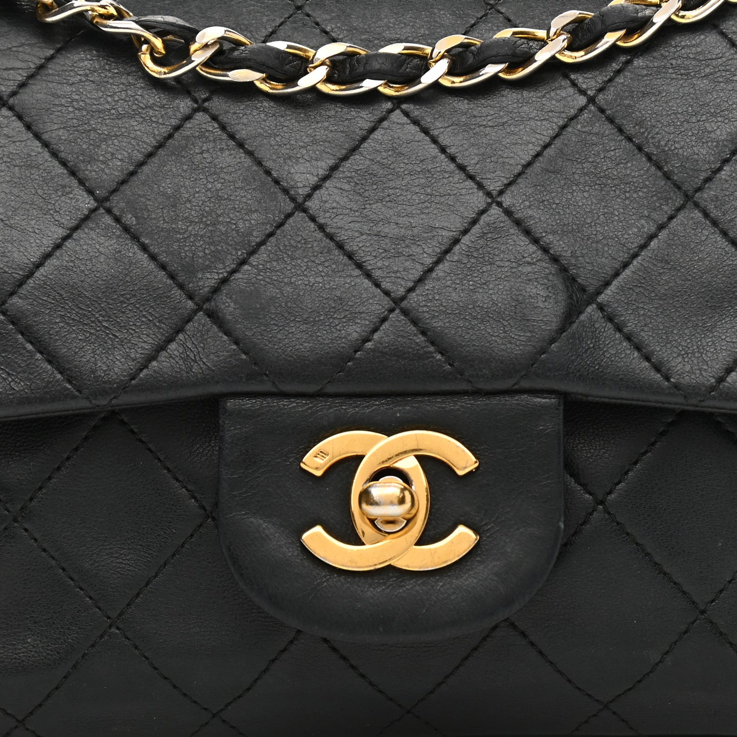 Lambskin Quilted Small Double Flap Black