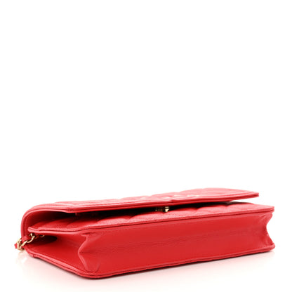 Chanel Caviar Quilted CC Filigree Wallet On Chain WOC Red 4 of 11