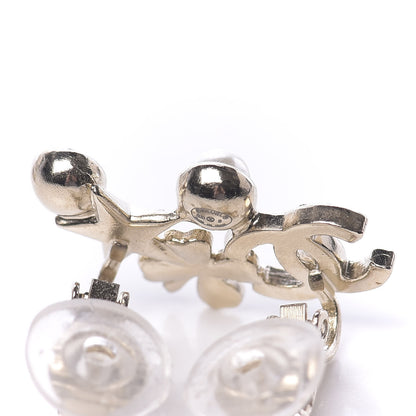 Chanel Crystal Pearl Sergeant CC Clip On Earrings Gold 4 of 5