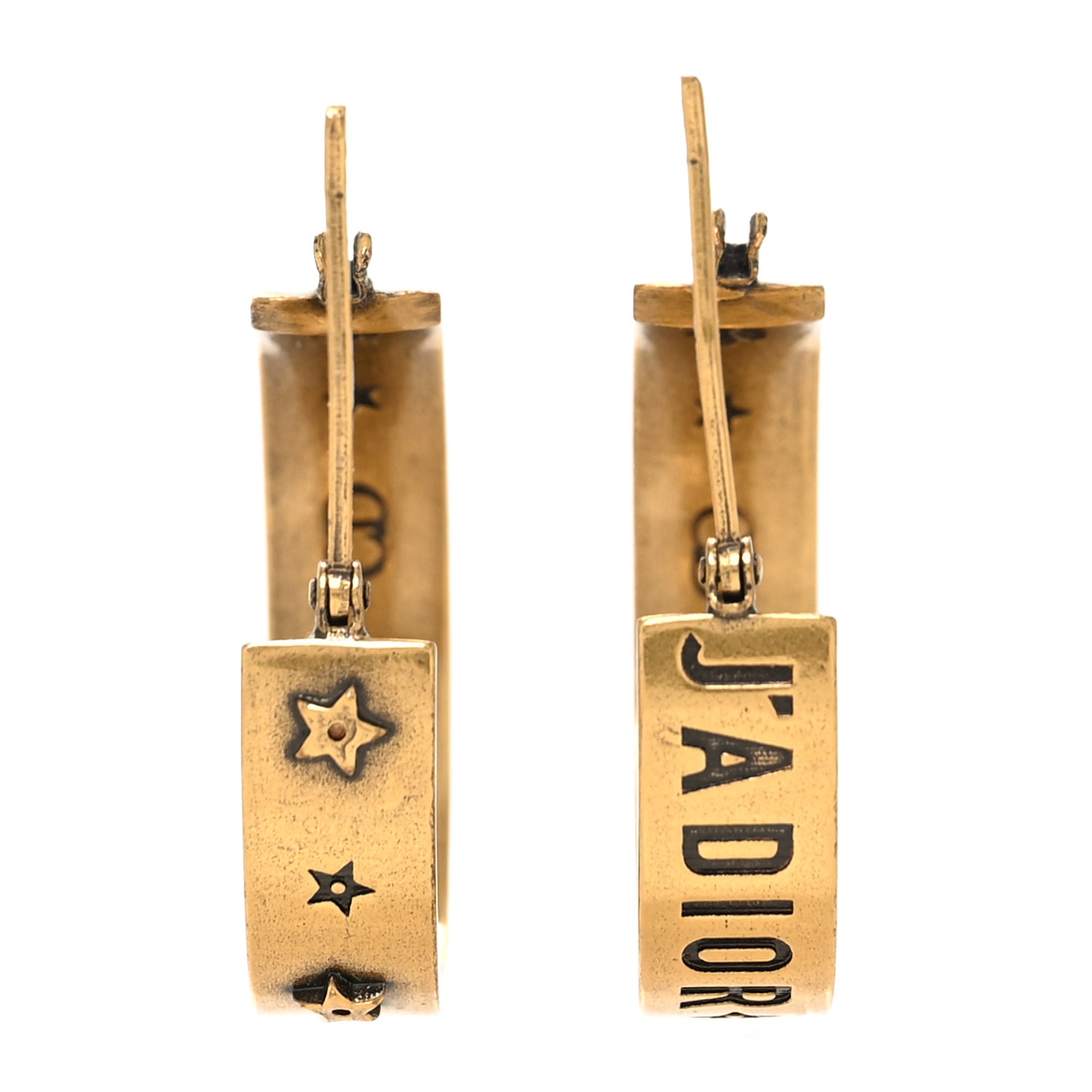 Metal Small J'Adior Star Hoop Earrings Aged Gold