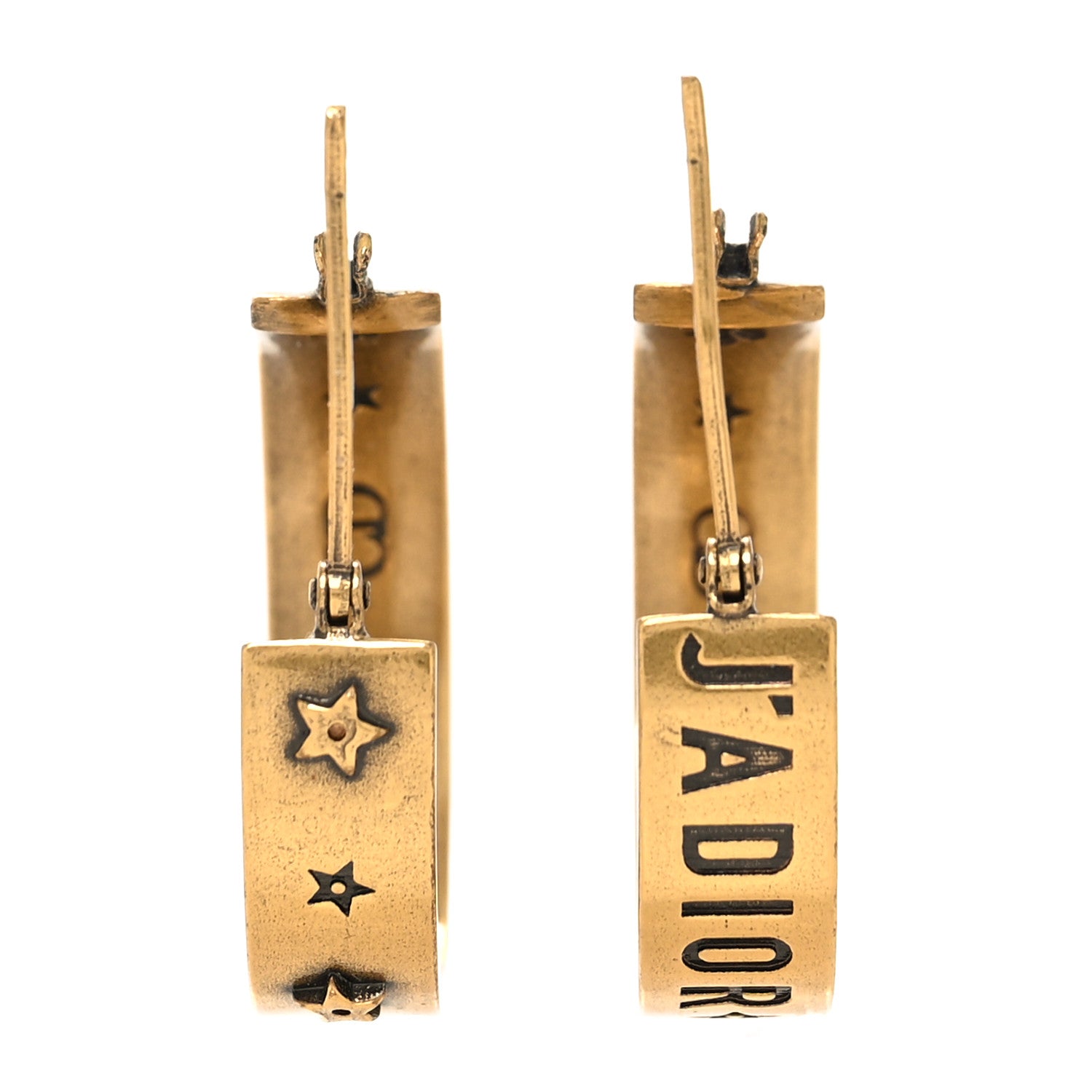 Christian Dior Metal Small J'Adior Star Hoop Earrings Aged Gold 3 of 3