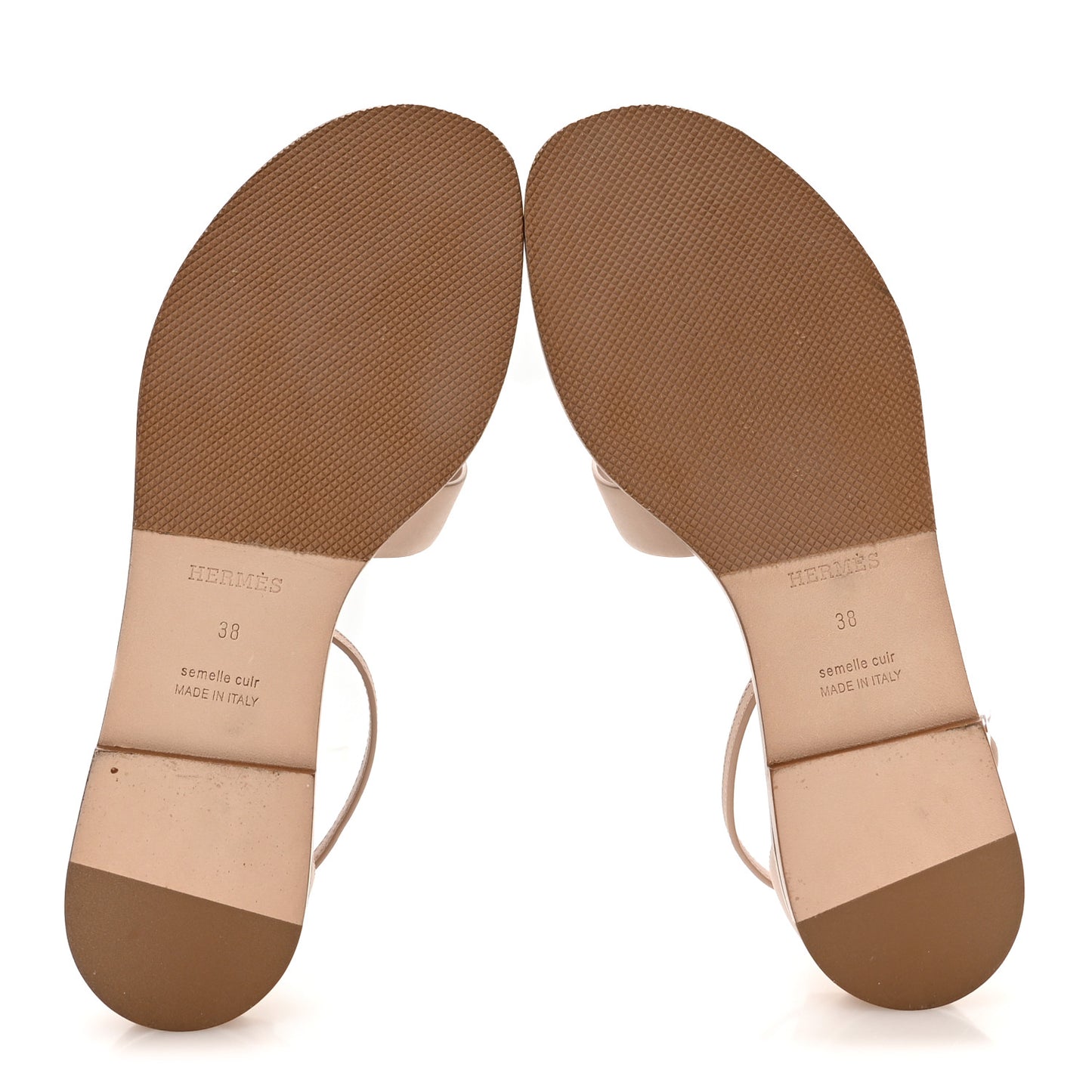 Calfskin Santorini Sandals 38 Beige Camel