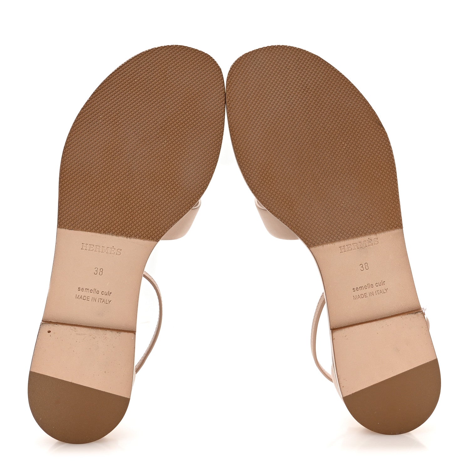 Hermes Calfskin Santorini Sandals 38 Beige Camel 6 of 9