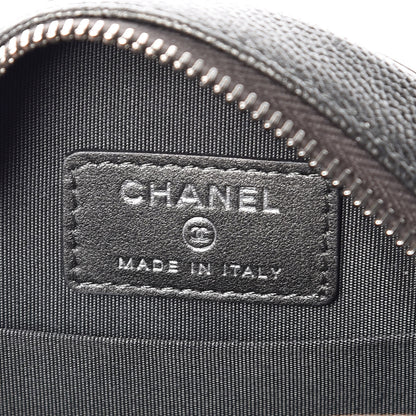 Chanel Metallic Caviar Quilted Round Filigree Crossbody Dark Silver 6 of 8
