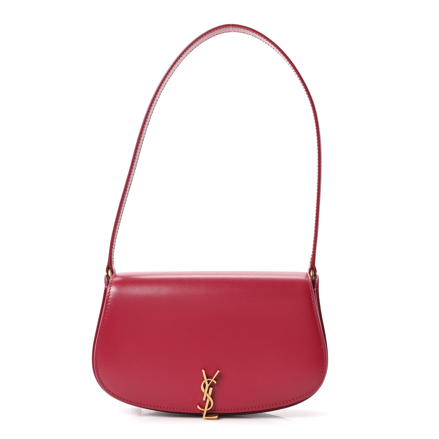 Saint Laurent Box Calfskin Mini Voltaire Shoulder Bag Raspberry