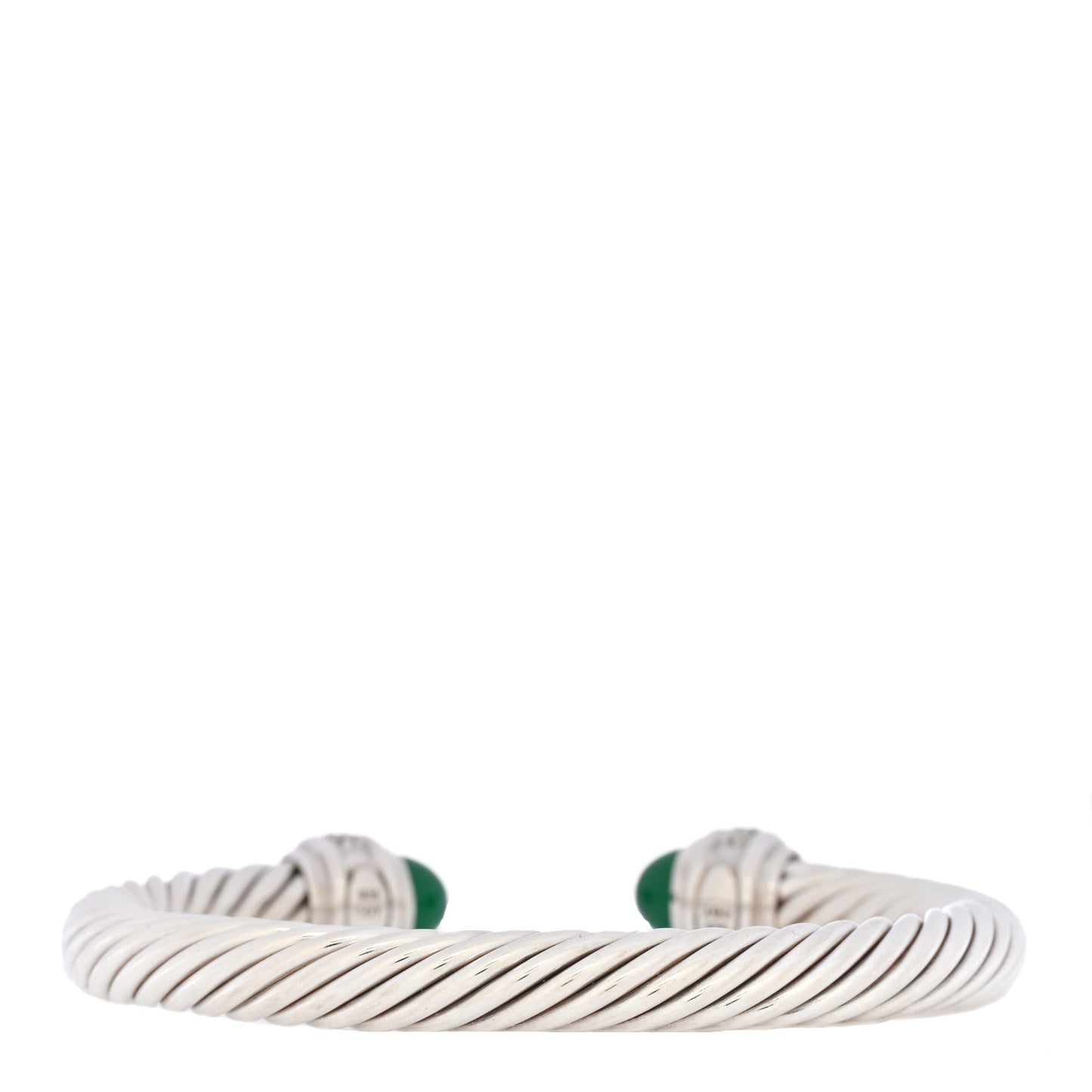 Sterling Silver Diamond Green Chalcedony 7mm Cable Classics Bracelet