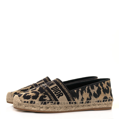 Christian Dior Cotton Embroidered Leopard Print Granville Espadrille 37 Natural 3 of 9