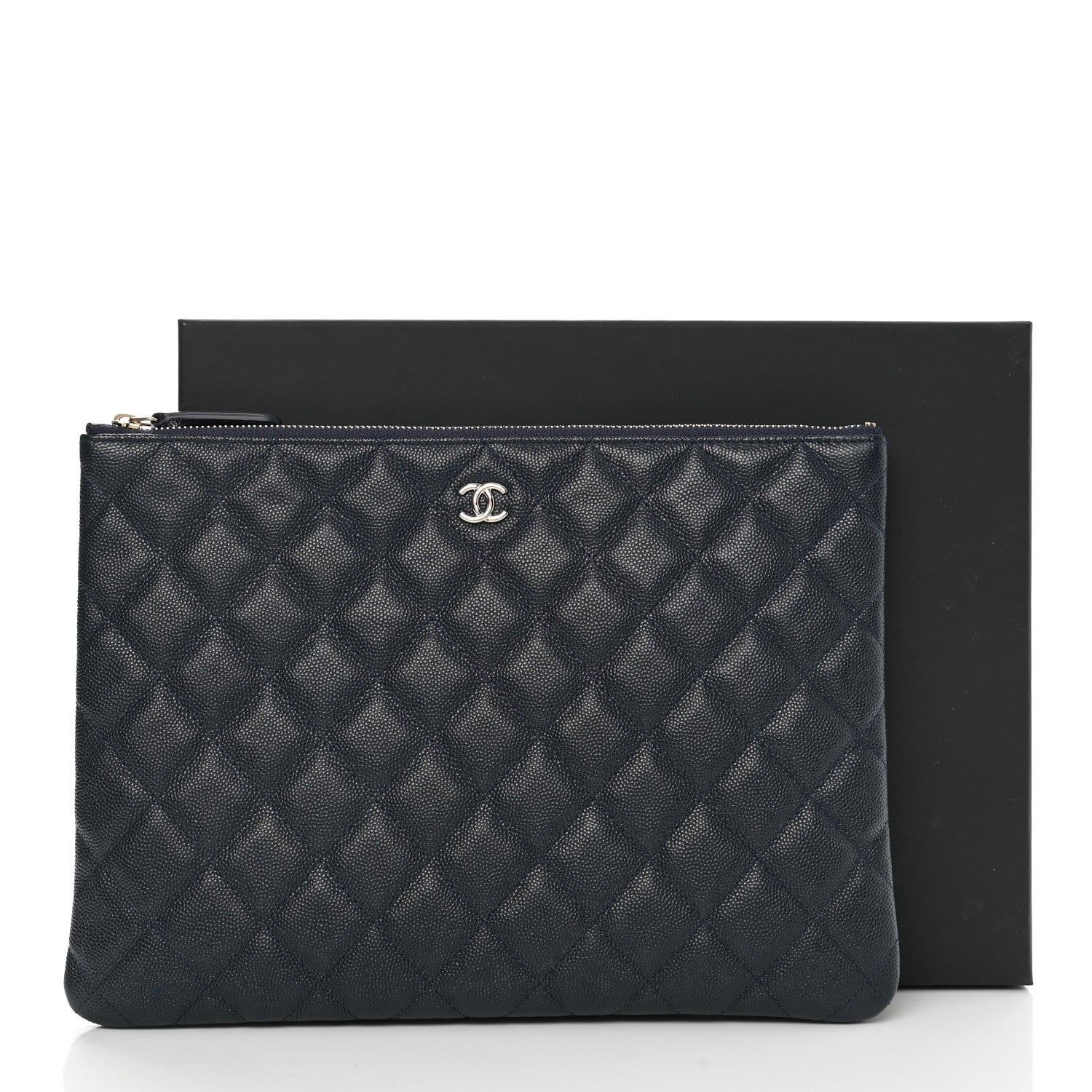 Chanel Caviar Quilted Medium Cosmetic Case Navy 8 of 8