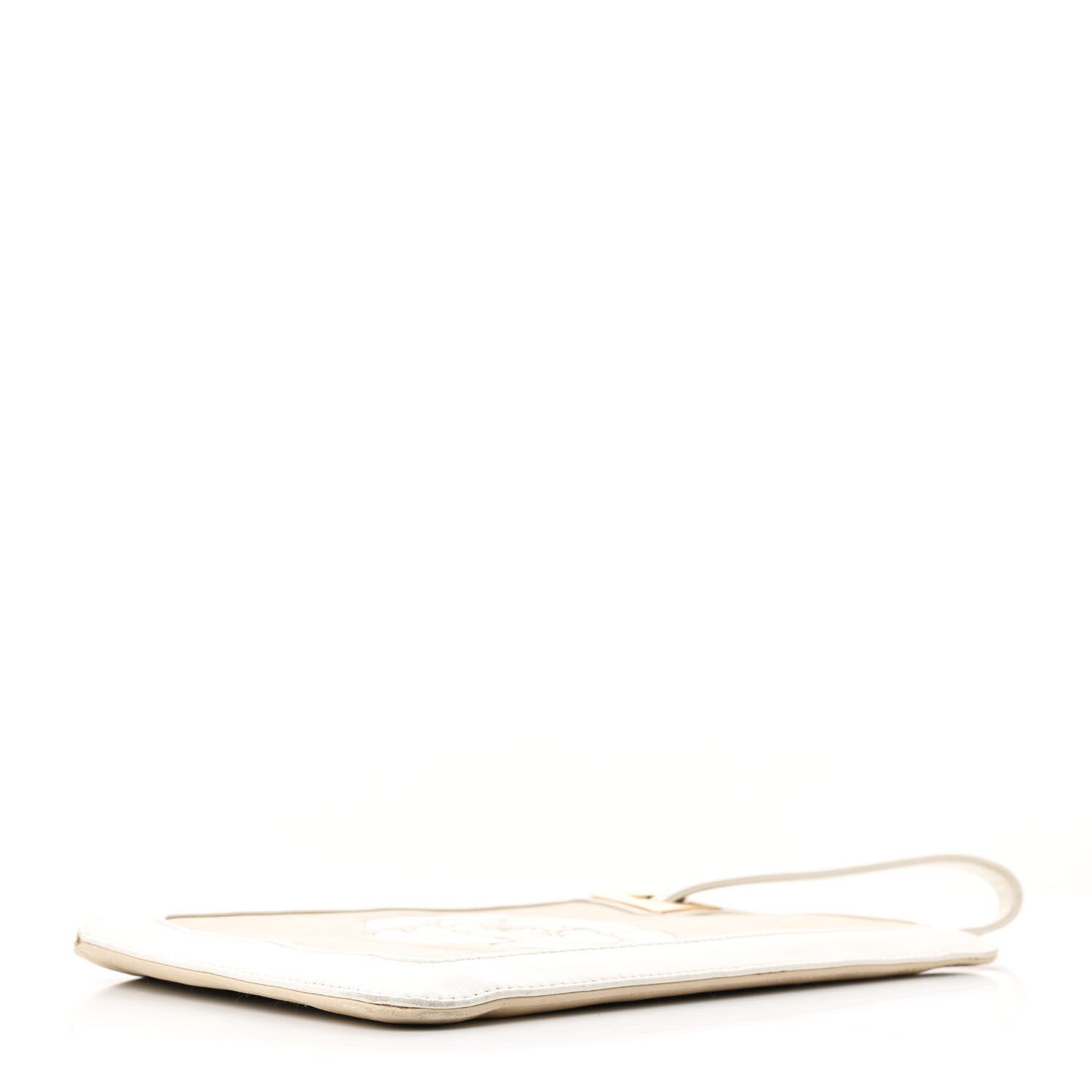 Chanel Lambskin Camellia Logo Clutch Beige White 4 of 9