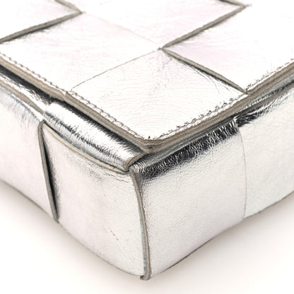 Bottega Veneta Metallic Lambskin Maxi Intrecciato Cassette Crossbody Bag Silver 9 of 9