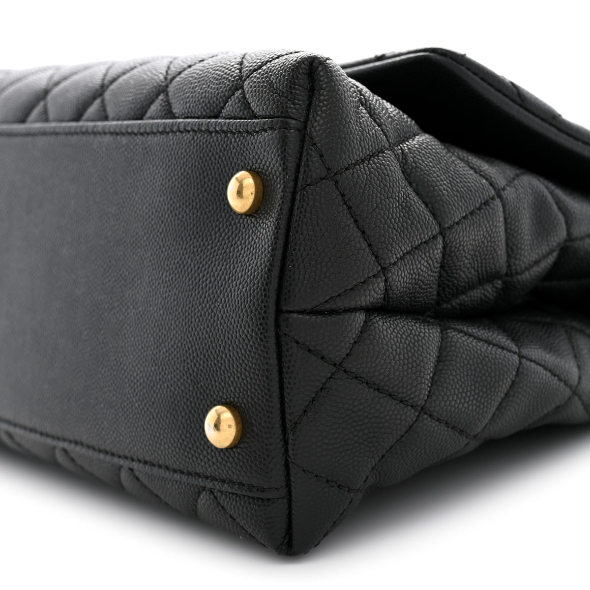 Caviar Quilted Small Coco Handle Flap Black