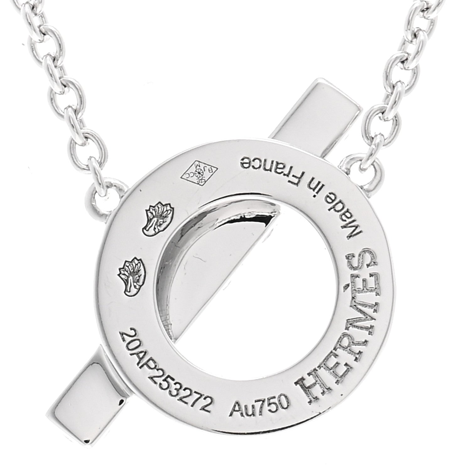 Hermes 18K White Gold Diamond Finesse Pendant Necklace 4 of 5