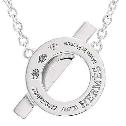 Hermes 18K White Gold Diamond Finesse Pendant Necklace 4 of 5