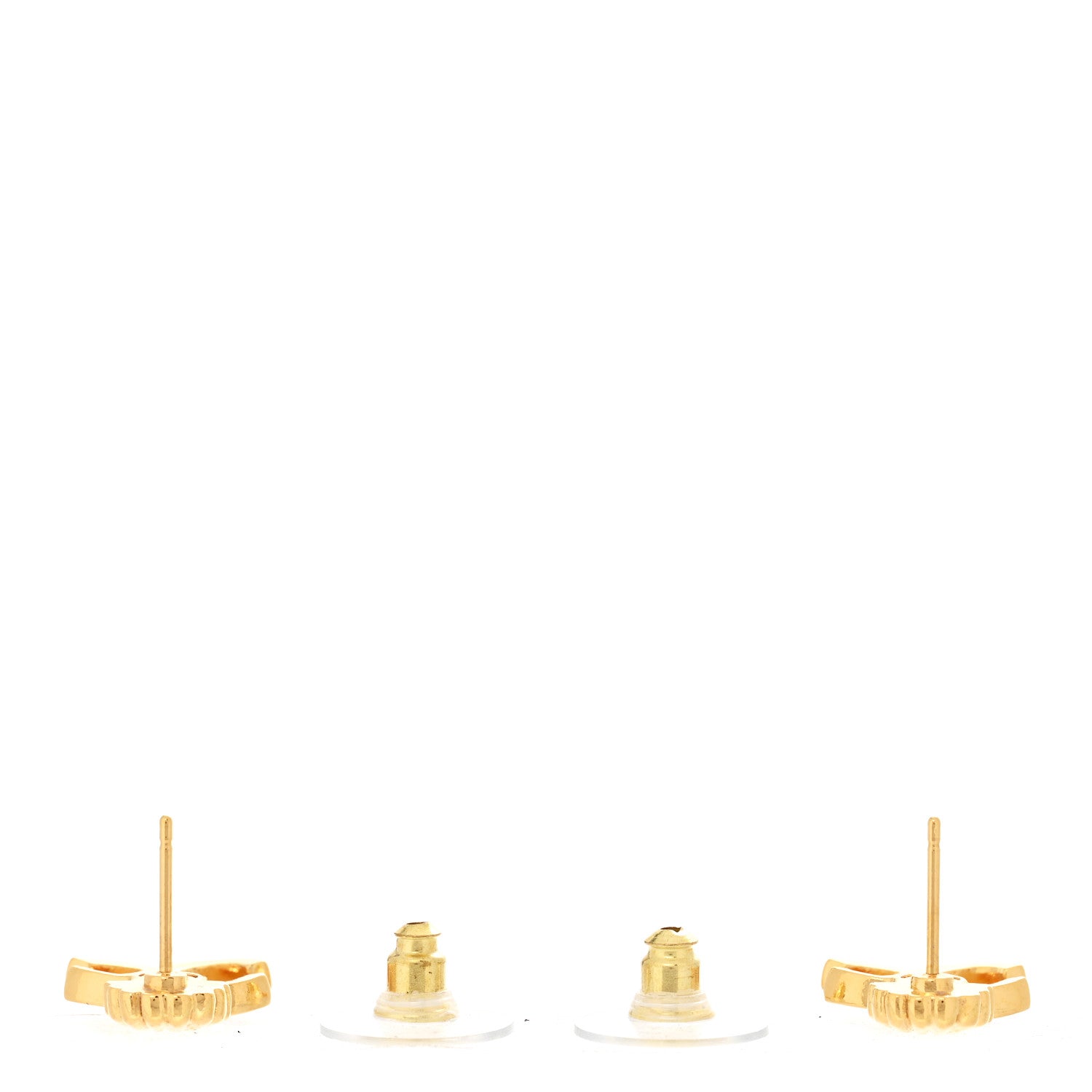 Chanel Crystal CC Shell Earrings Gold 3 of 5