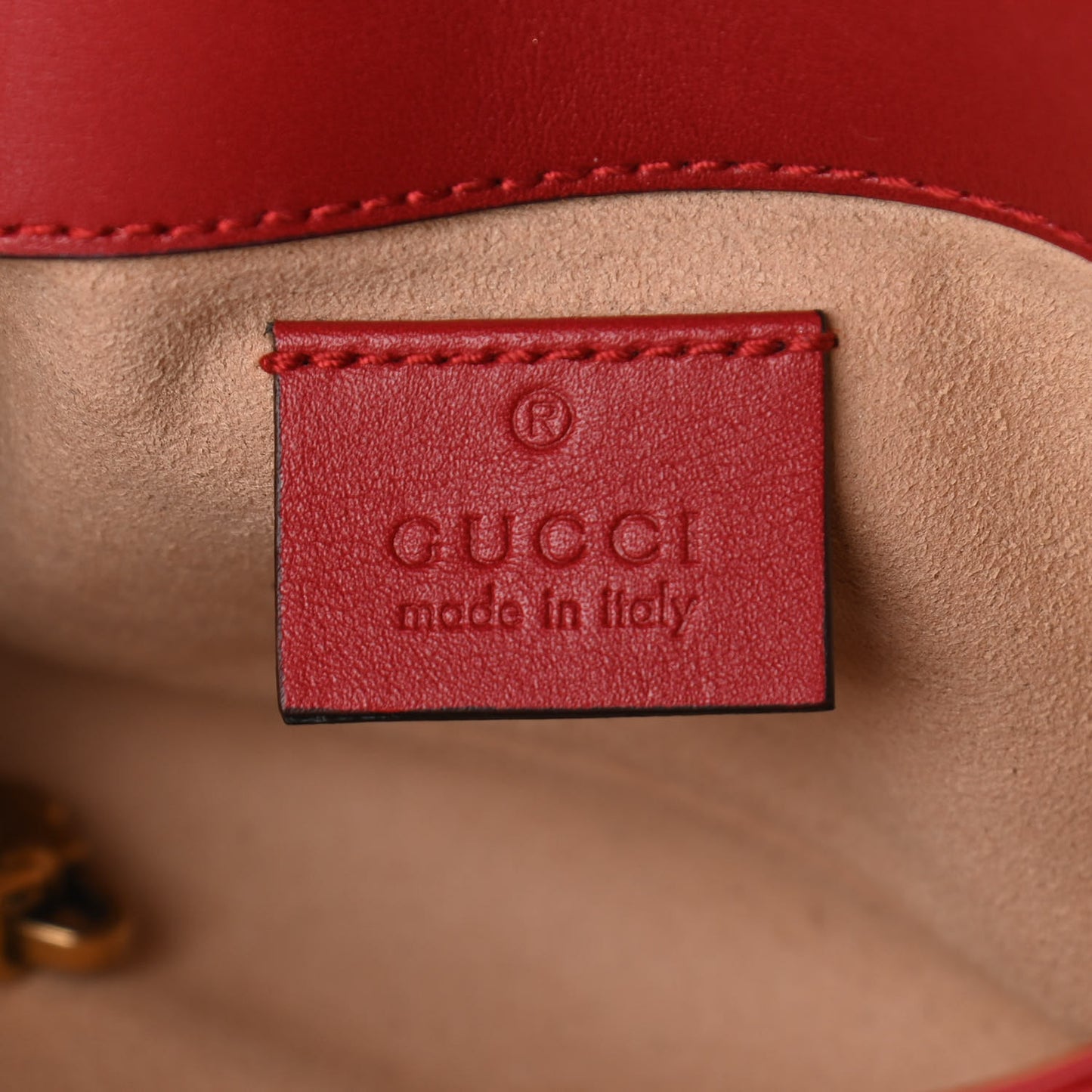 Calfskin Matelasse Super Mini GG Marmont Shoulder Bag Hibiscus Red