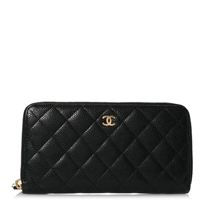 Chanel Caviar Quilted Large Gusset Zip Around Wallet Black 1 of 18