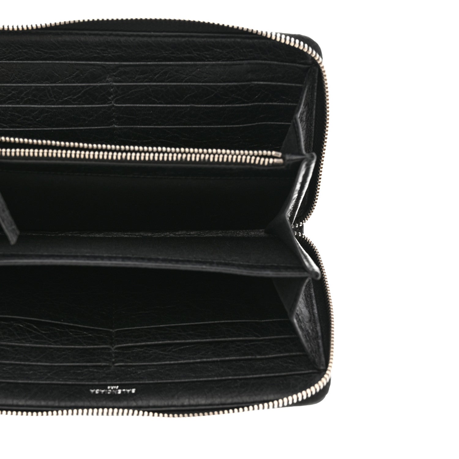 Balenciaga Agneau Classic Silver Hardware Continental Zip Around Wallet Black 5 of 7