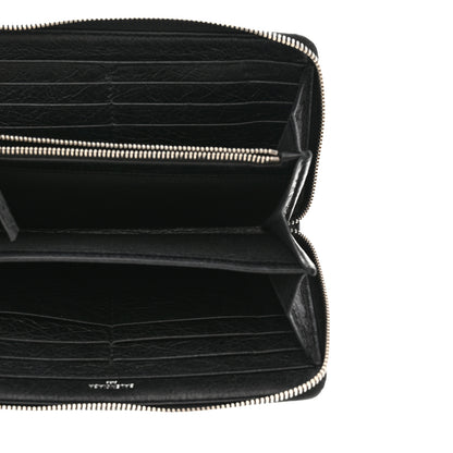 Balenciaga Agneau Classic Silver Hardware Continental Zip Around Wallet Black 5 of 7