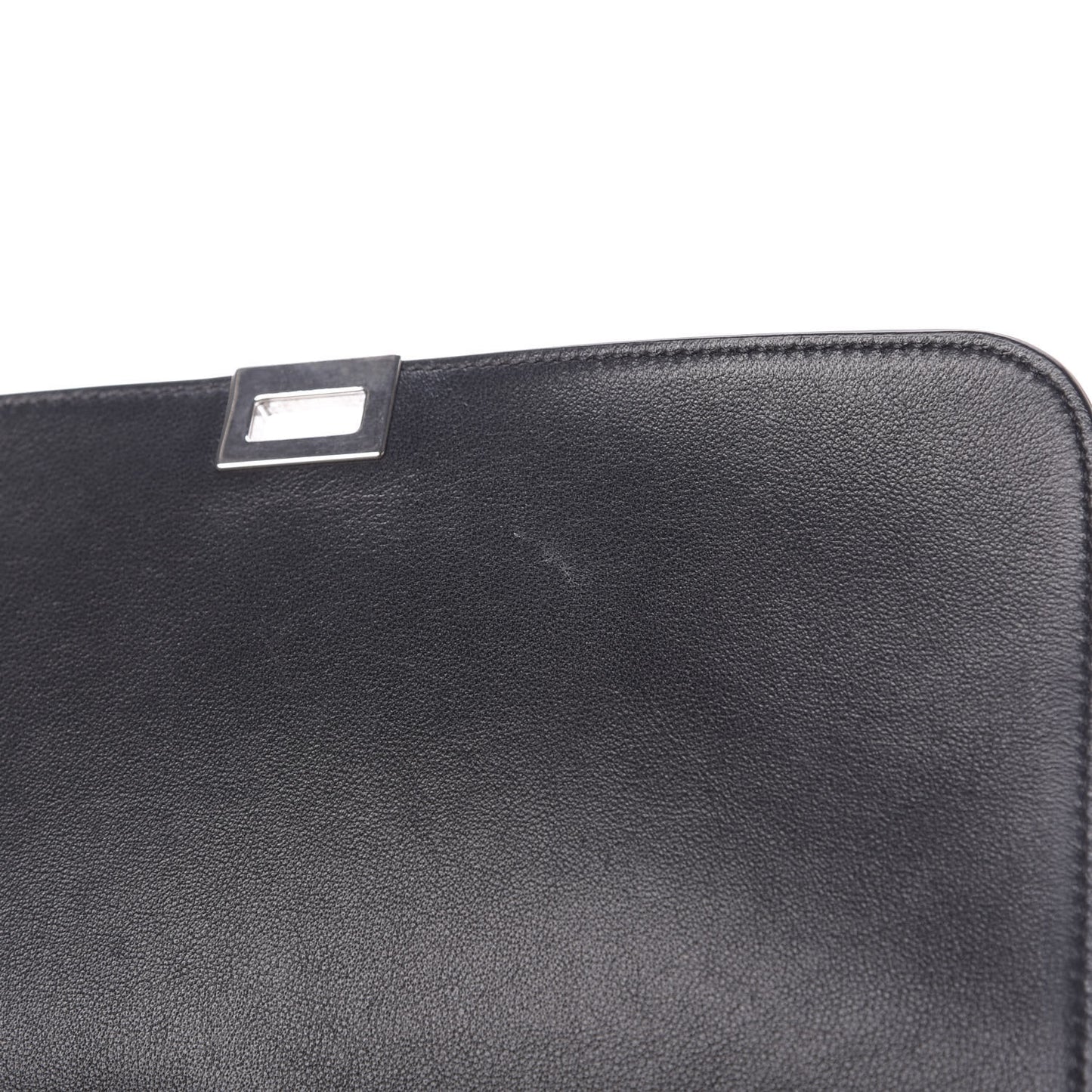 Drummed Calfskin Suede Small Trapeze Black