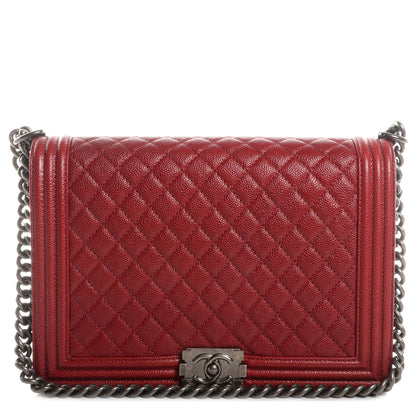 Chanel Caviar Large Boy Flap Dark Red 1 of 8