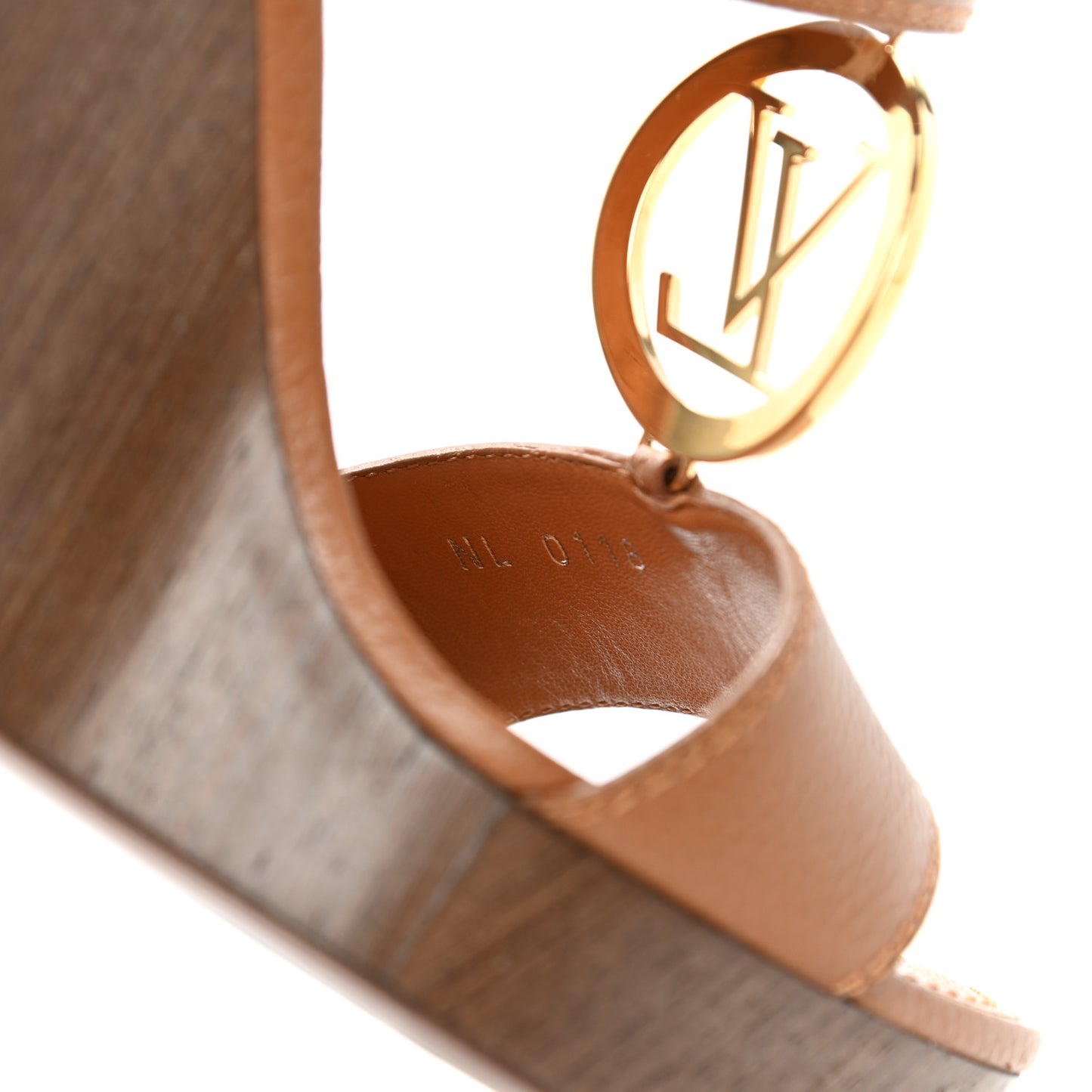 Calfskin Vedette Wedge Sandals 37 in Brown