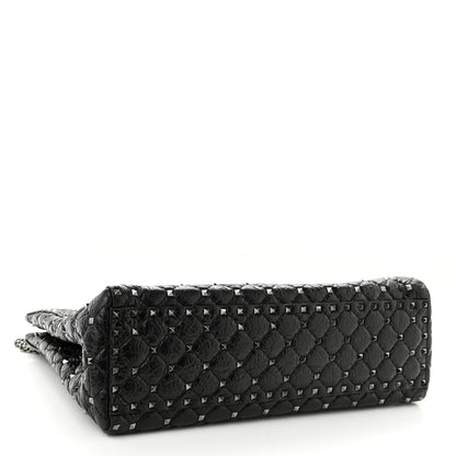 Valentino Garavani Craquele Nappa Rockstud Spike Shoulder Tote Black 4 of 10