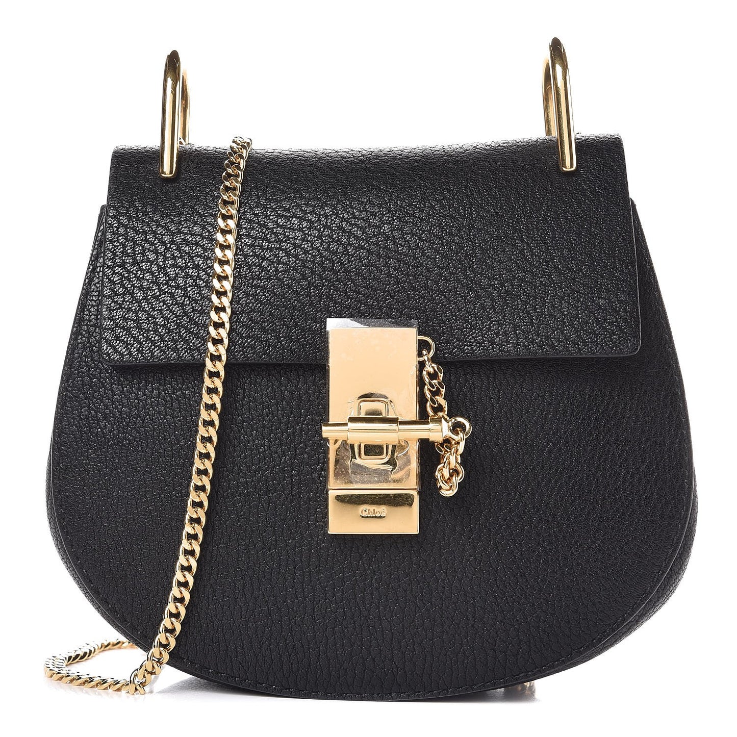 Grained Lambskin Mini Drew Shoulder Bag Black