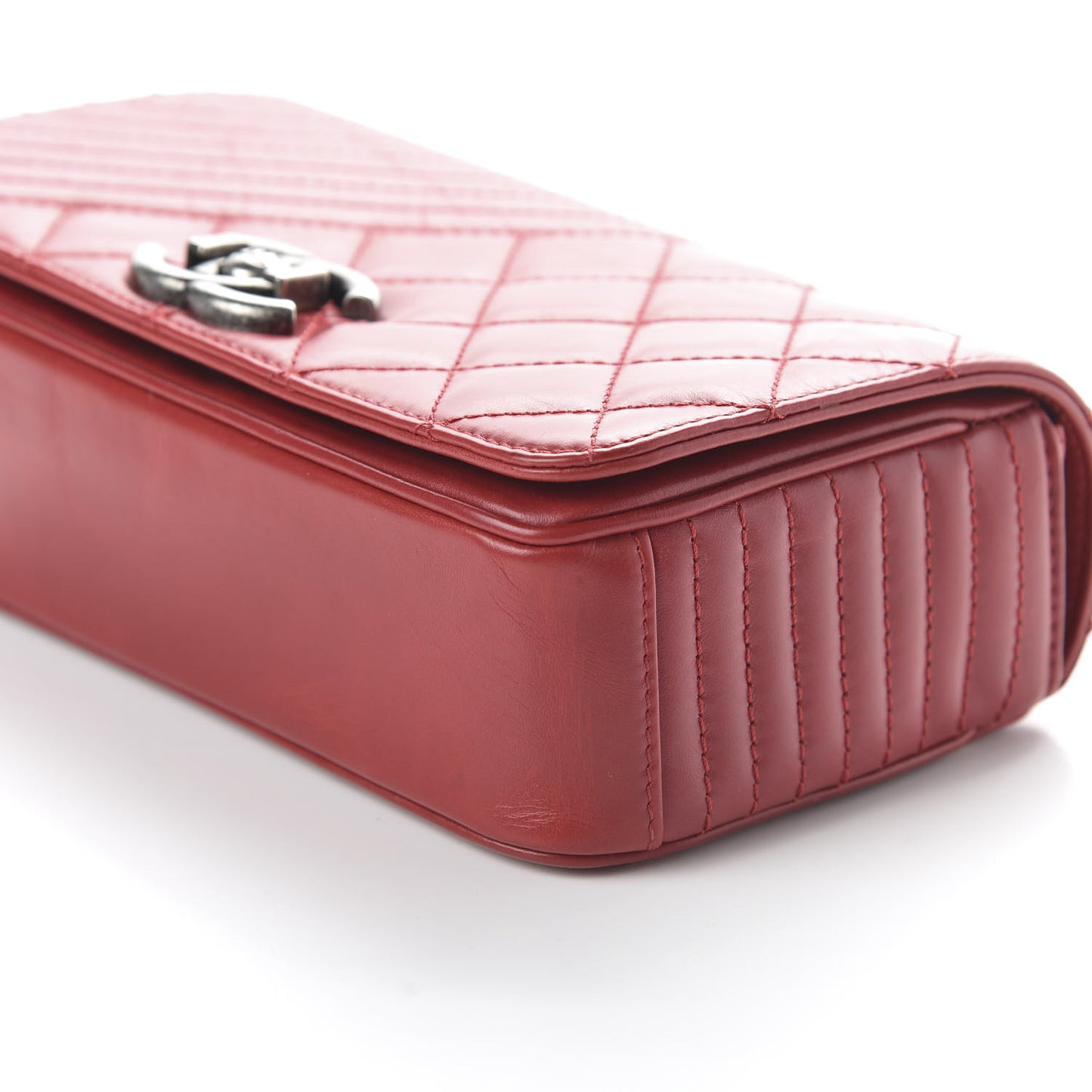 Glazed Calfskin Quilted Small Coco Boy Flap Red