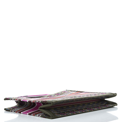 Christian Dior Canvas Embroidered Book Tote Olive Multicolor 4 of 8