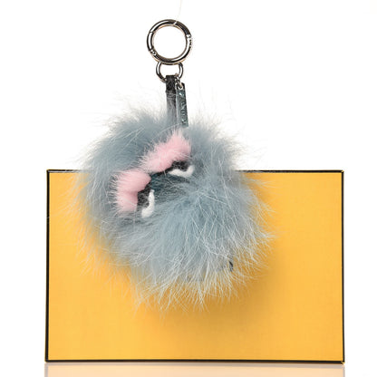 Fendi Fox Mink Rabbit Fur Vitello Flamingo Mini Monster Bag Bug Charm Lagoon Black Multicolor 4 of 4