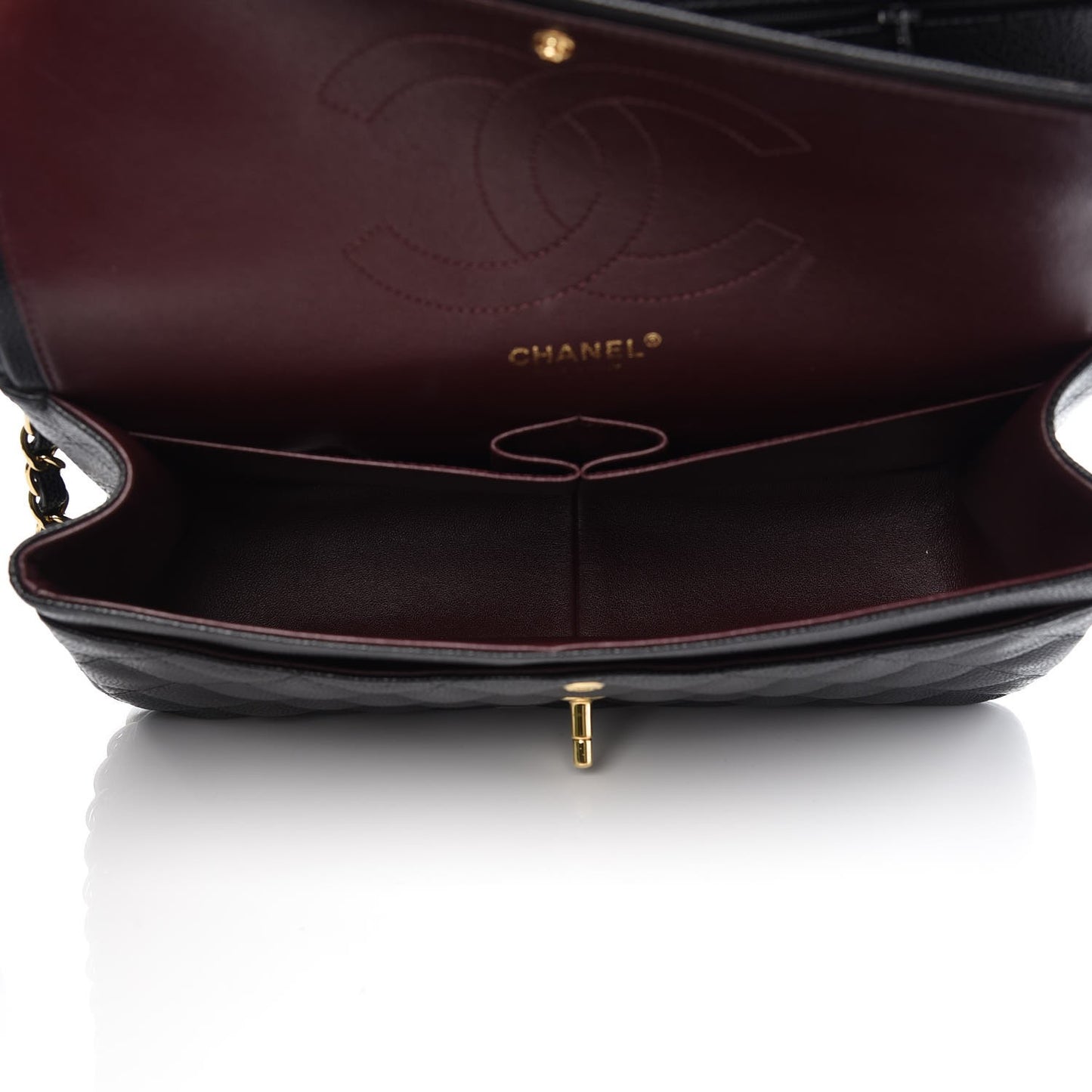 Caviar Quilted Jumbo Double Flap Black