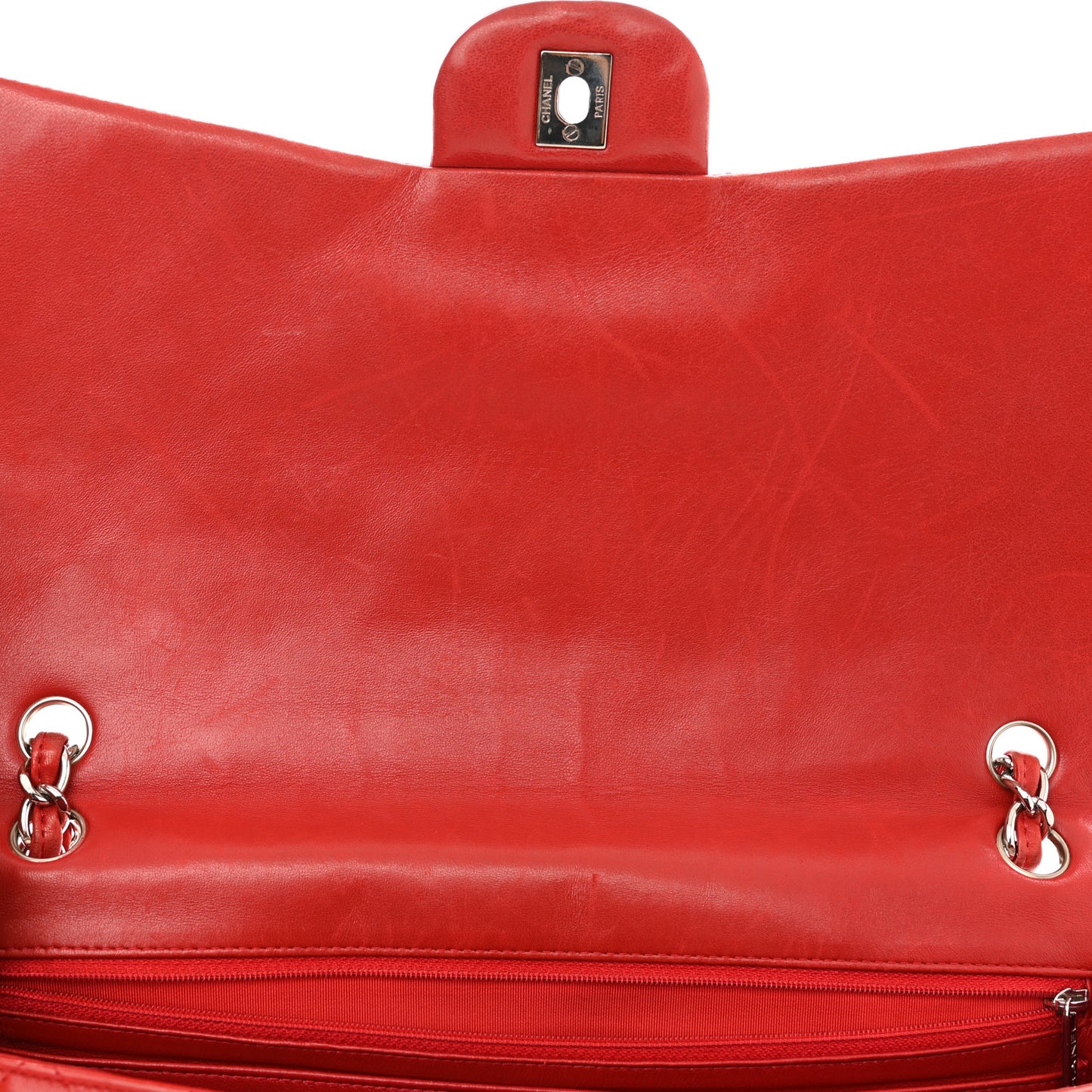 Lambskin Quilted Maxi Single Flap Red